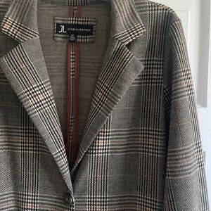 Oversized Lightweight Long Plaid Blazer Coat Sz Small One Button Closure